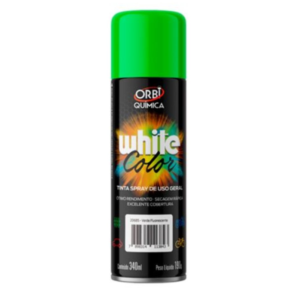 White Color Tinta Spray Verde Fluorescente 340ml 20685 Orbi